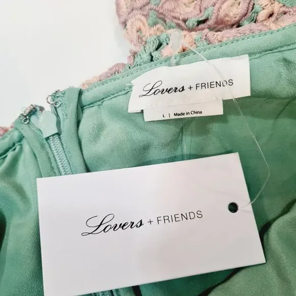 Lovers and Friends Midvale Mini Dress in Green & Pink Large